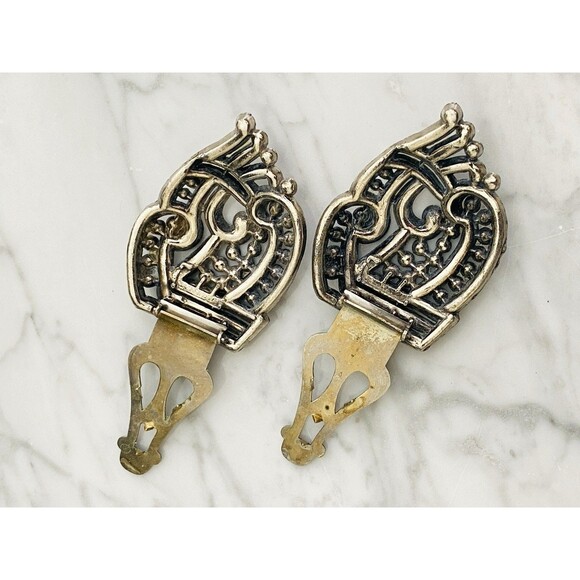 Antique Art Deco Marcasite Pot Metal Dress Clips & Belt Buckle Set As Is Repair main image 4